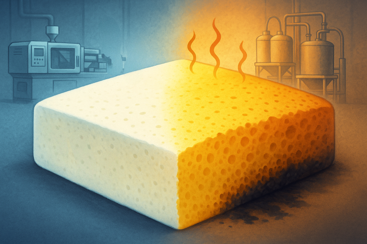 PU/TPU products showing yellowing due to high-temperature oxidation